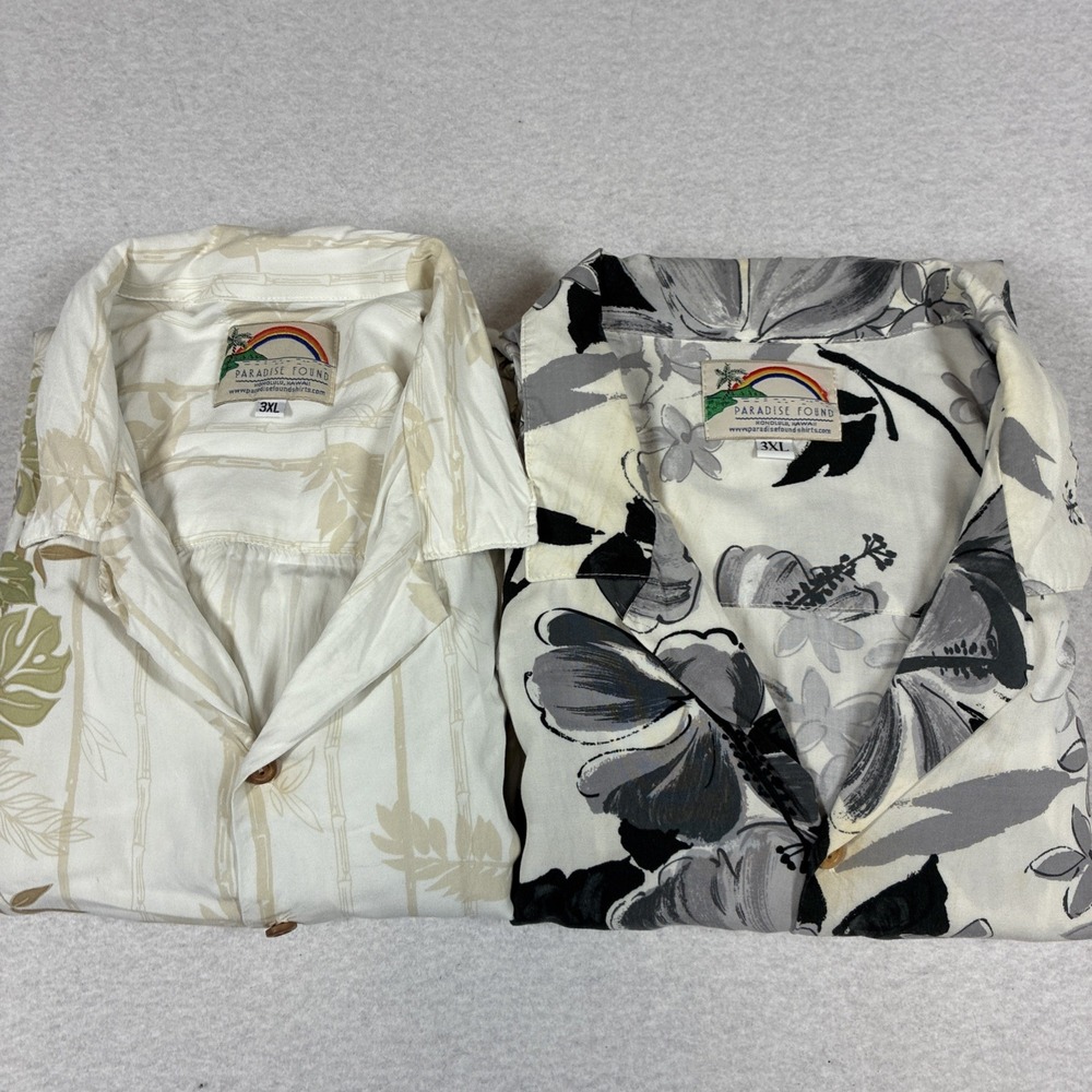 Vintage Paradise‎ Found Lot of 2 Shirt Mens 3XL Hawaiian Hibiscus Watercolor